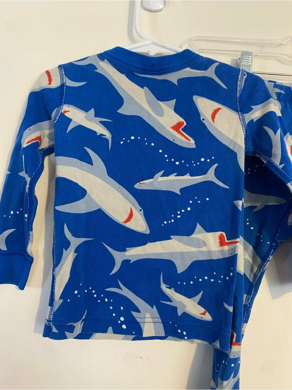 Hanna Andersson Blue Shark Print Kids Pajama Set Size 90 / 3T, shirt pants READ